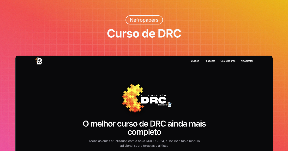 Curso Doença Renal Crônica (DRC) | KDIGO Atualizado | Nefropapers ...